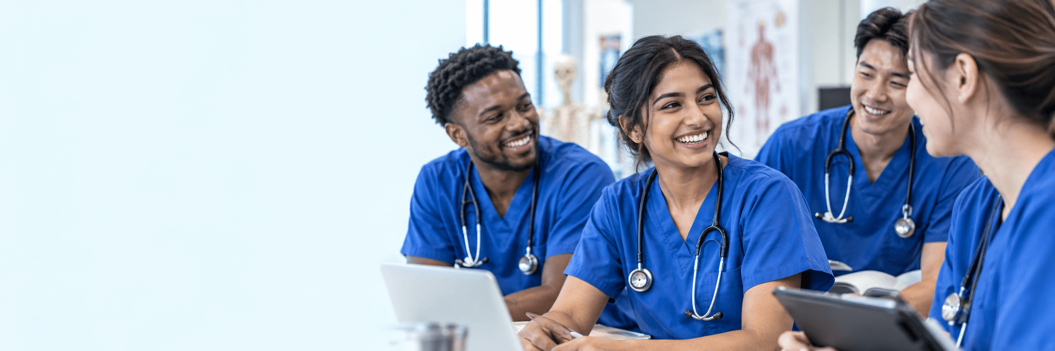 Healthcare learners sharing a positive moment